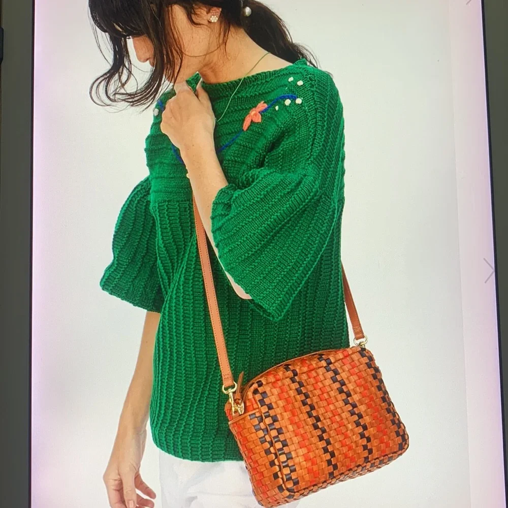 Clare V . Marisol Woven Leather Crossbody Bag, PINSTRIPE WOVEN CHECKER - Picture 9 of 17